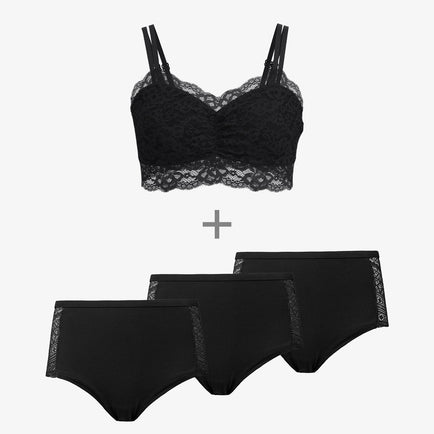 Ensemble confortable et mignon grande taille - Spitzen - Soutien-gorge grande taille - Hipster taille haute avec dentelle