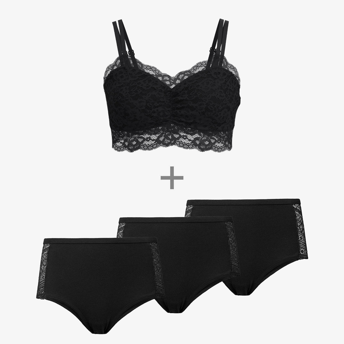 Cozy and Cute Plus Size Bundle - Spitzen - BH Plus Size - High Waist Hipster mit Spitze