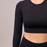 Geribd sportshirt lange mouw dames - Tops - Cropped