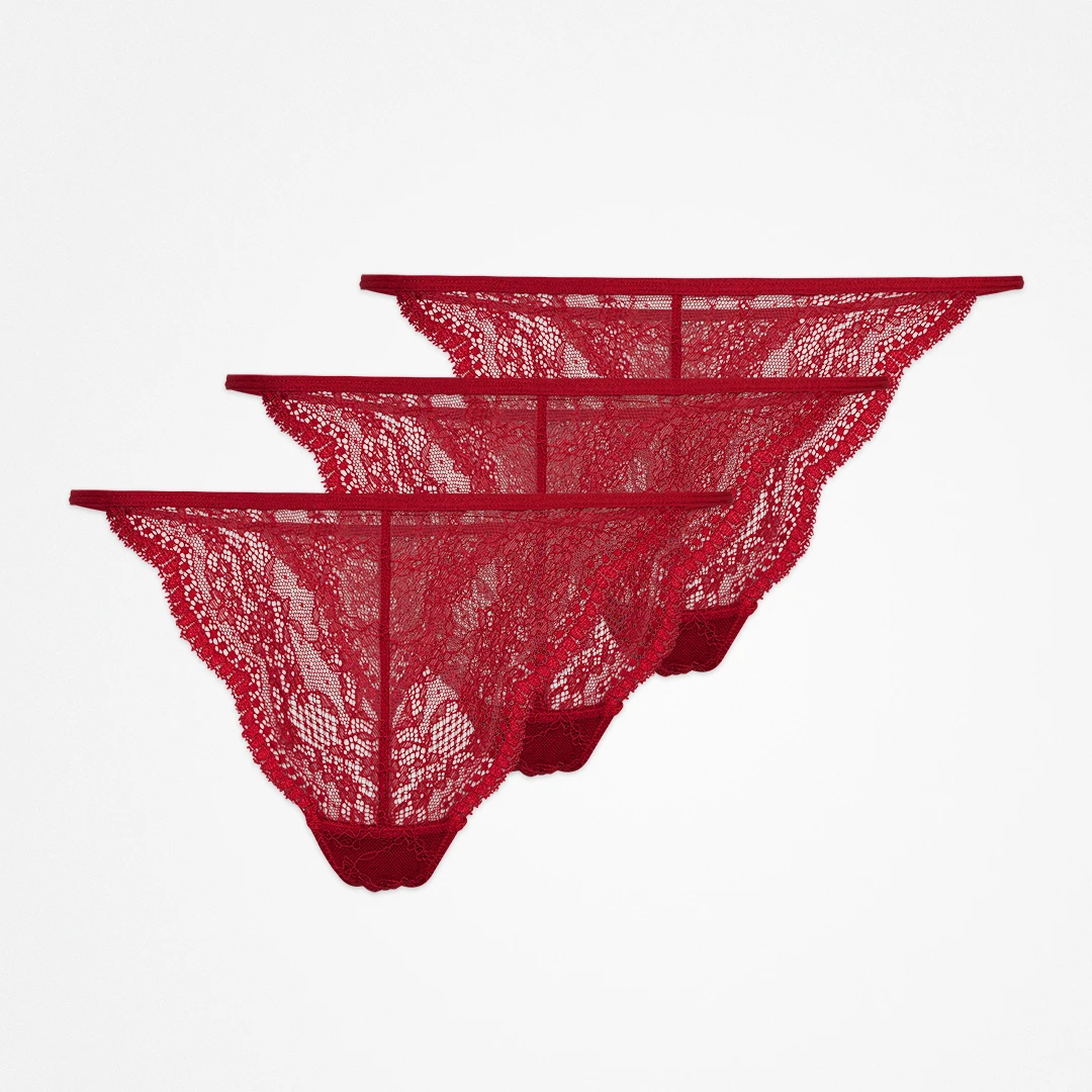 G-String aus Spitze - Unterhosen - Dunkelrot