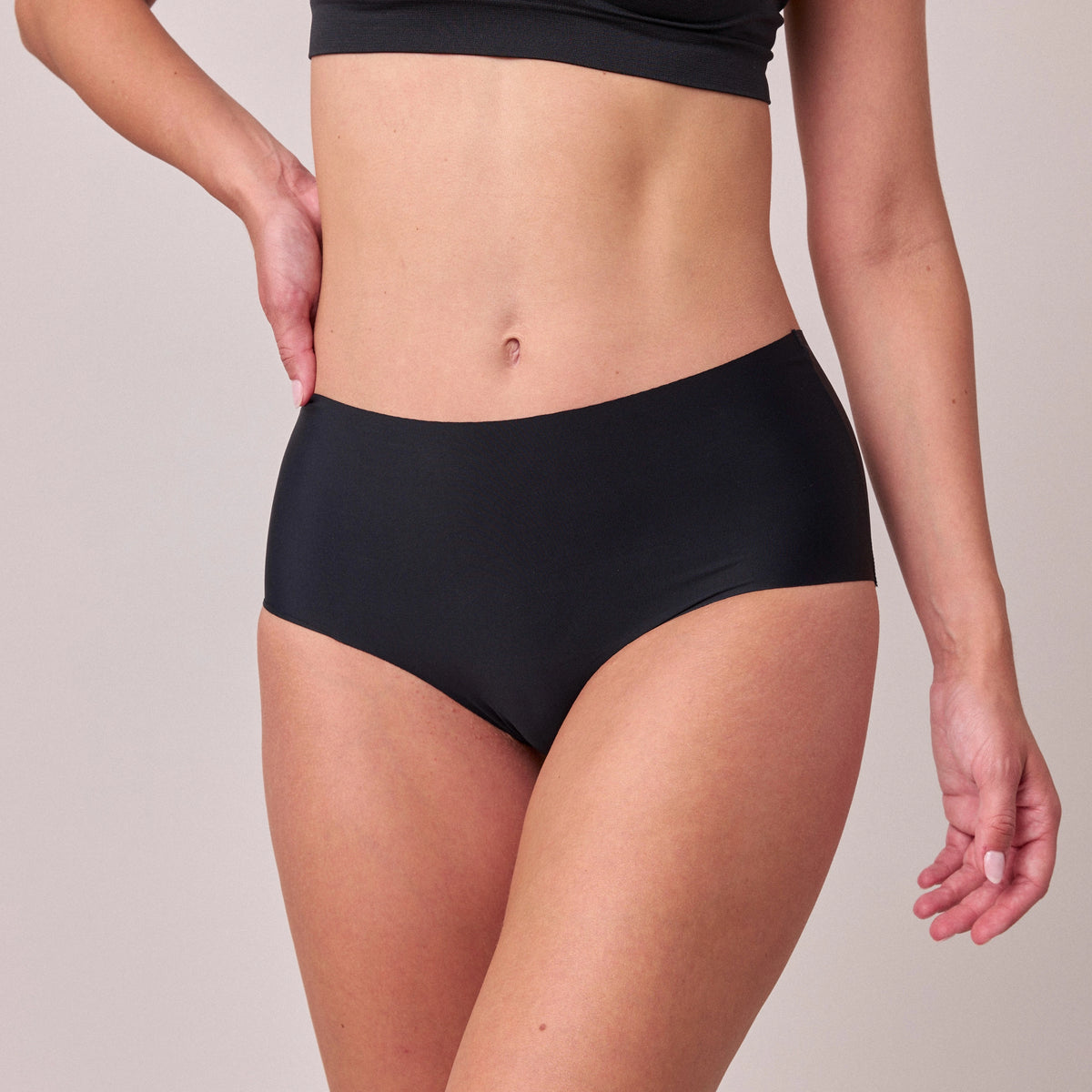 Microfiber High Waist Seamless Hipster | Schwarz