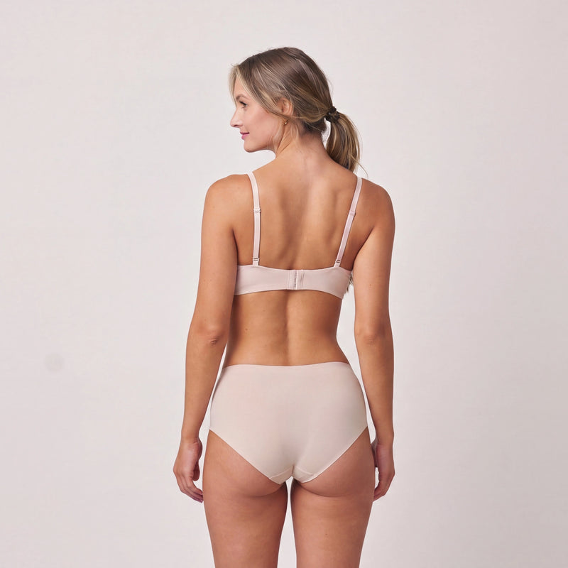 Hipster sans couture taille haute en microfibre | Beige