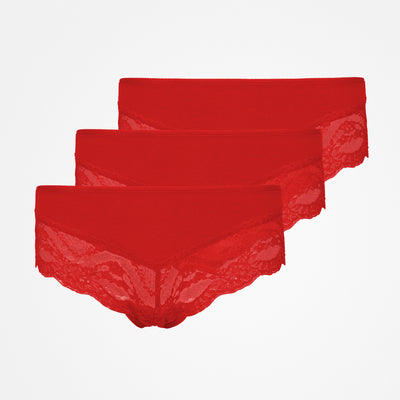Hipster Panties avec dentelle - Sous-vêtements - Rouge cerise