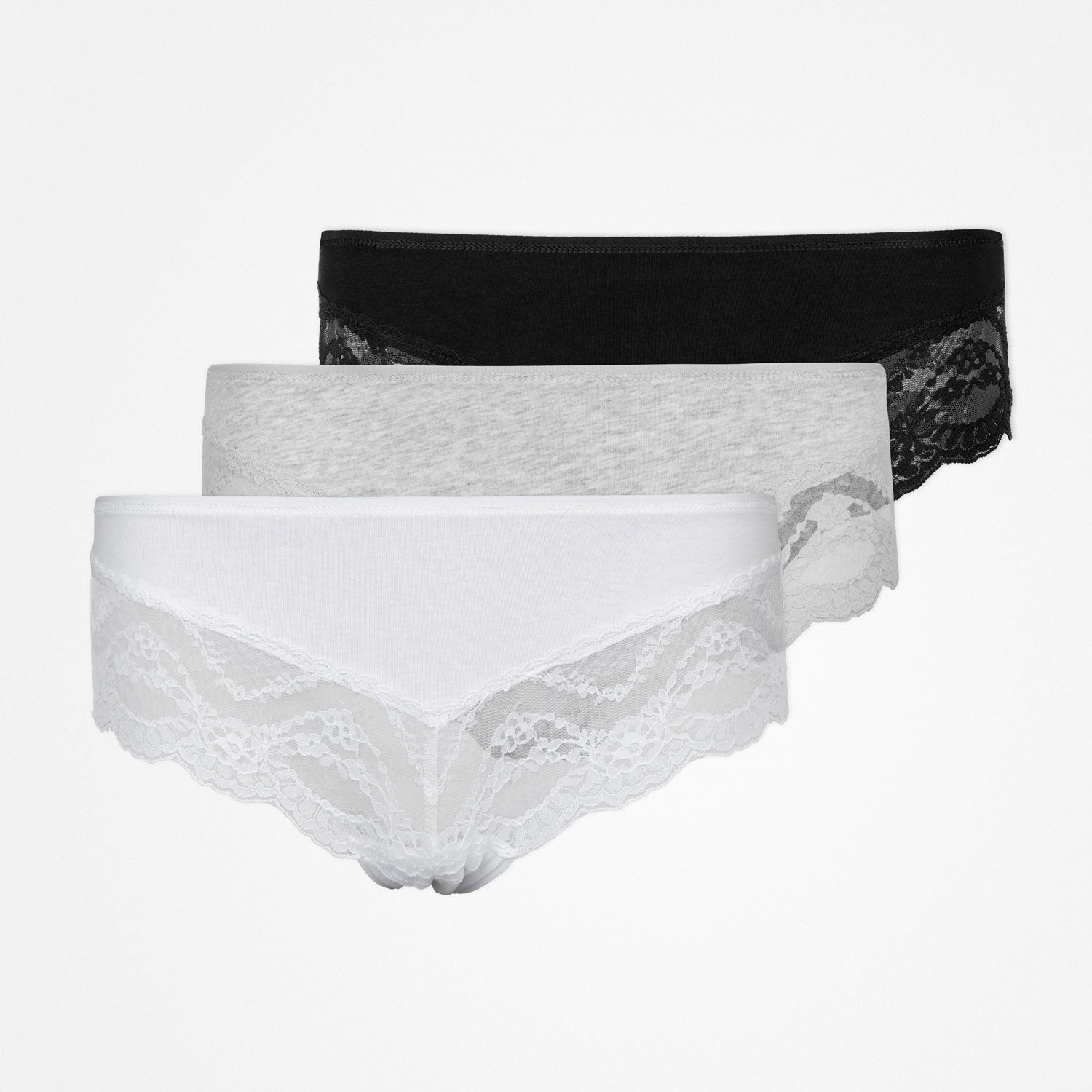 Hipster slips met kant - Onderbroeken - Mix (Wit/lichtgrijs/zwart)