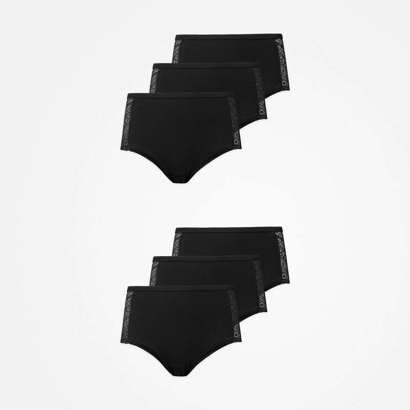 {"alt": "High Waist Hipster Panties mit Spitze - Unterhosen - Schwarz", "quantity":"2"}