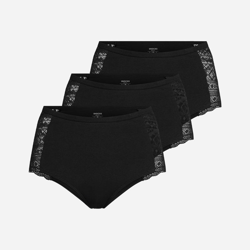 {"alt": "High Waist Hipster Panties mit Spitze - Unterhosen - Schwarz", "quantity":"1"}
