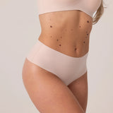 Microfiber High Waist Seamless Tanga | Beige