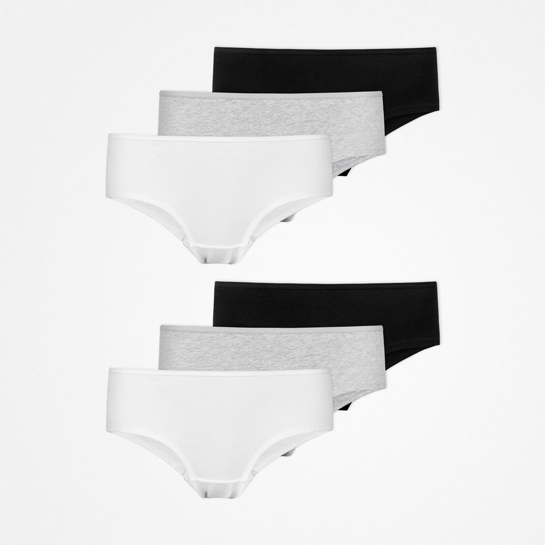 {"alt": "Hipster Panties - Unterhosen - Mix (Weiß/Hellgrau/Schwarz)", "quantity":"2"}