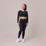 T-shirt de sport côtelé à manches longues pour femmes - Hauts - Parfaitement combinable 