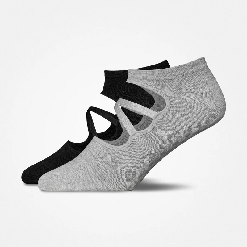 Calze da pilates con cinghie - Calze - Mix (nero/grigio)