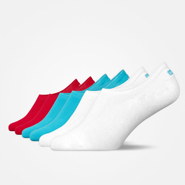 Füßlinge - Socken - Mix (Weiß/Hellblau/Rot)