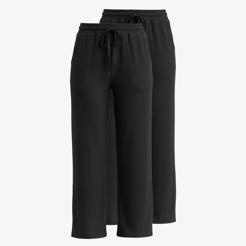 Pantaloni lounge donna a coste | Nero