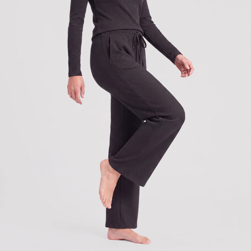 Pantaloni lounge donna a coste | Nero