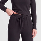 Pantaloni lounge donna a coste | Nero