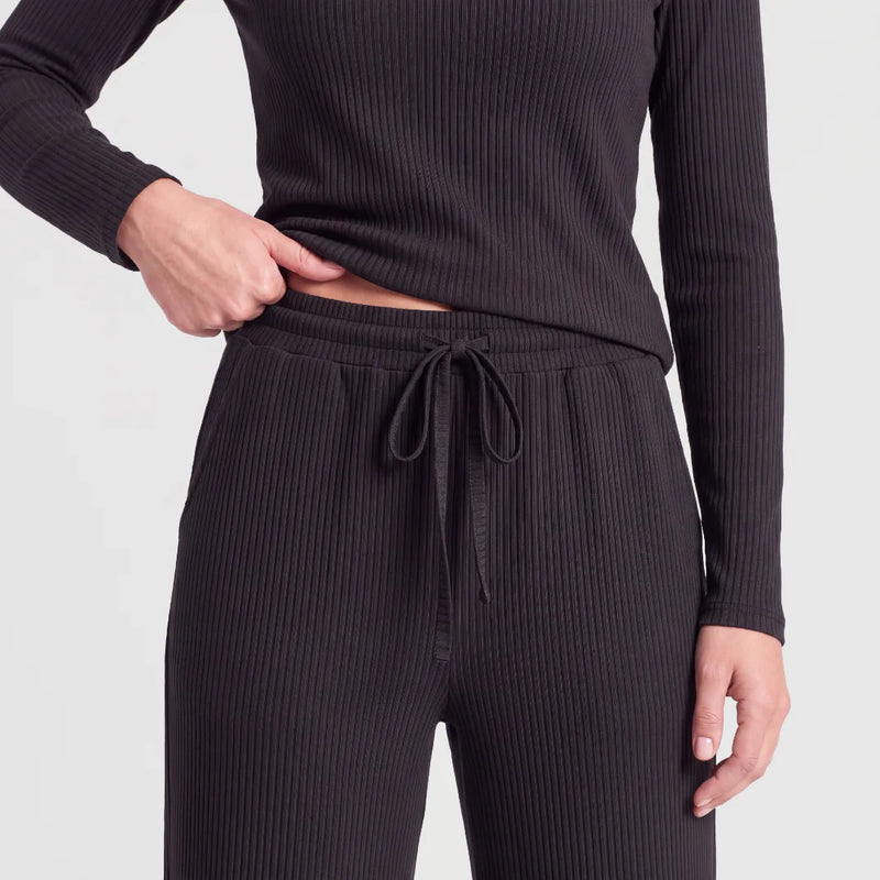 Pantaloni lounge donna a coste | Nero