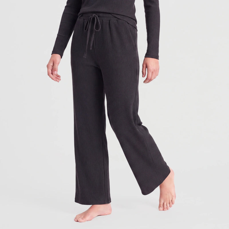 Pantaloni lounge donna a coste | Nero