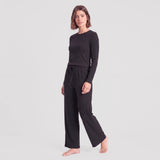 Pantaloni lounge donna a coste | Nero
