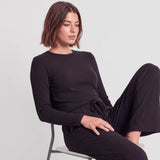 Pantaloni lounge donna a coste | Nero