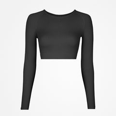 Geribd sportshirt met lange mouwen dames - bovenkleding - zwart