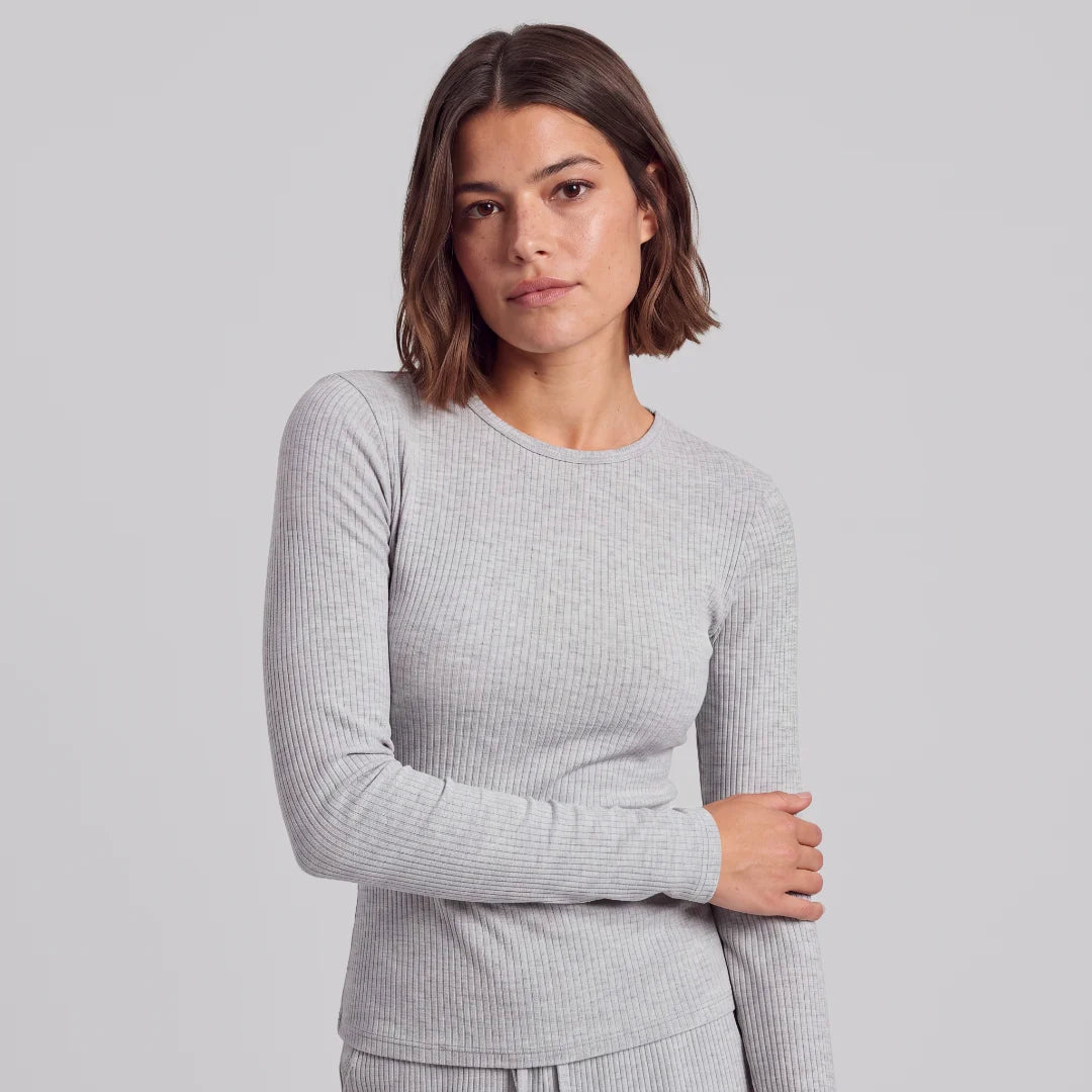 Langarmshirt Damen Rippstruktur - Oberteile -