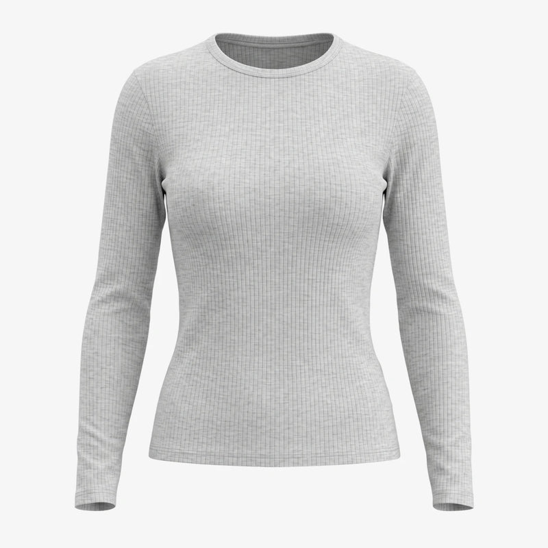 {"alt": "Langarmshirt Damen Rippstruktur - Oberteile - Hellgrau Meliert", "quantity":"1"}