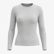 Langarmshirt Damen Rippstruktur - Oberteile - Hellgrau Meliert