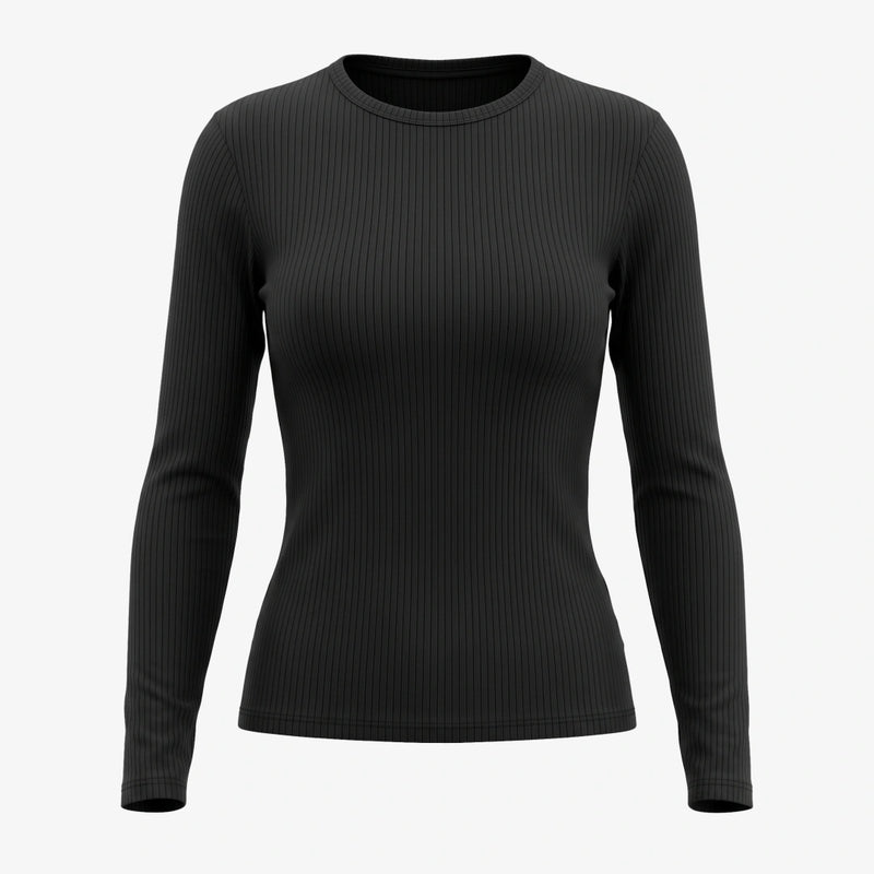 {"alt": "Langarmshirt Damen Rippstruktur - Oberteile - Schwarz", "quantity":"1"}