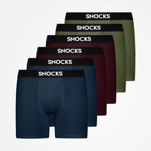 Boxershorts mit längerem Bein - Unterhosen - Mix (Rot/Olive/Blau)