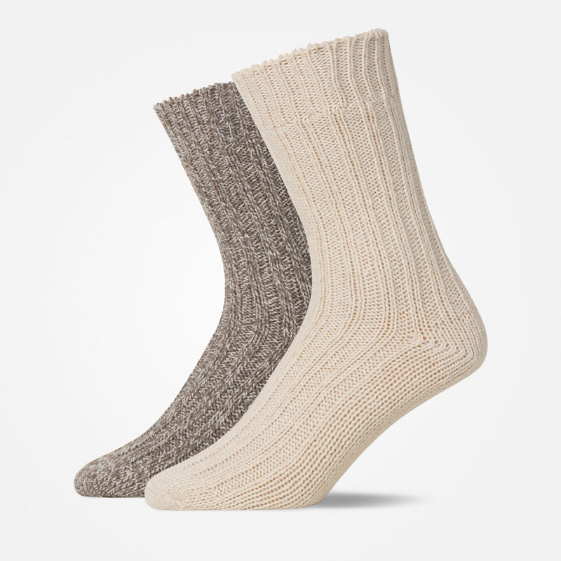 Noorse sokken - Sokken - Mix (Offwhite/Bruin)