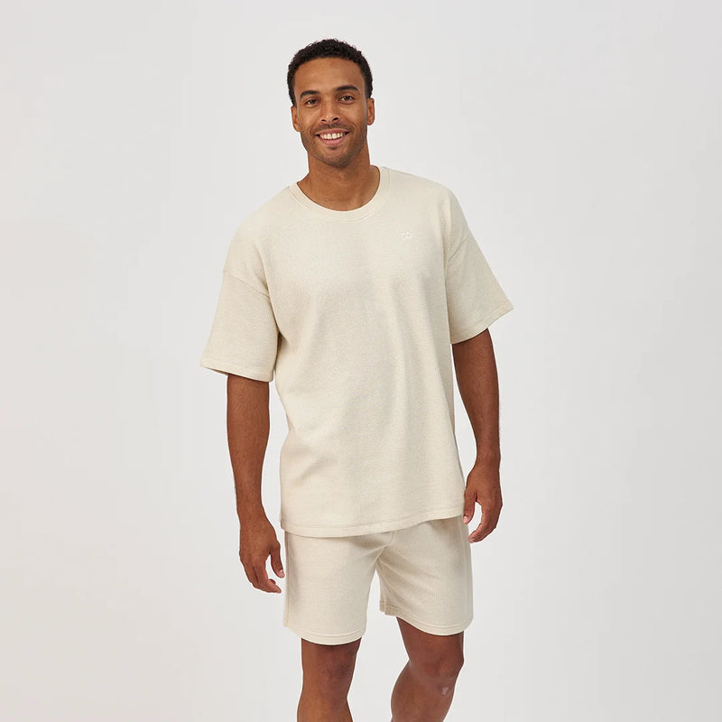 Schlafanzug Oberteil Waffle Herren kurzarm - Oberteile - Oversized Fit