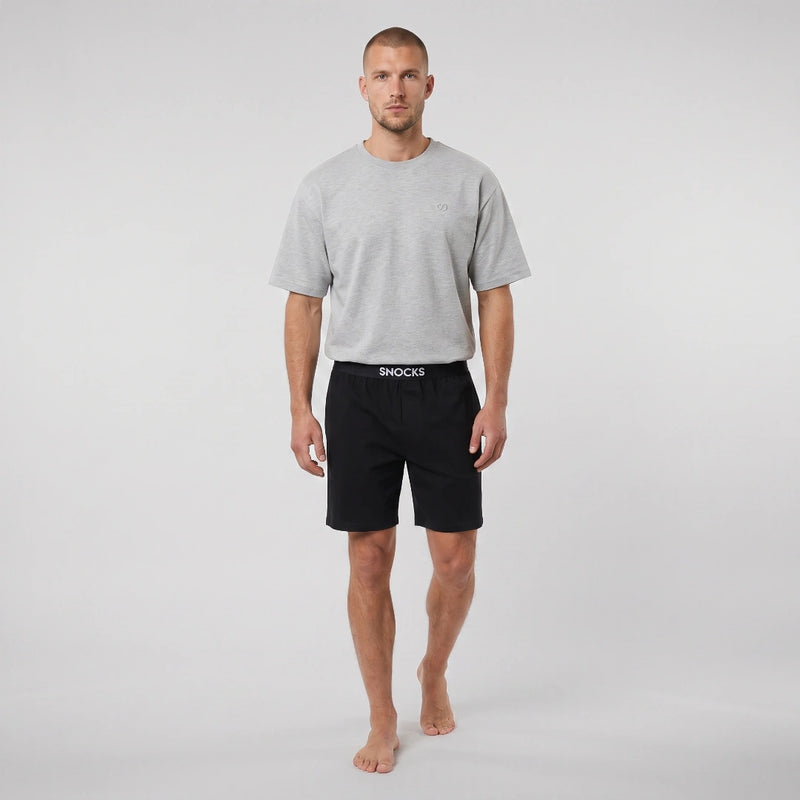Ensemble pyjama homme court | Mix (Noir/Gris clair chiné)