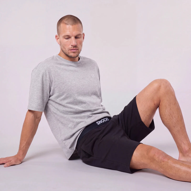 Ensemble pyjama homme court | Mix (Noir/Gris clair chiné)