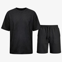 Schlafanzug Set Waffle Herren kurz - Kleidung - Schwarz