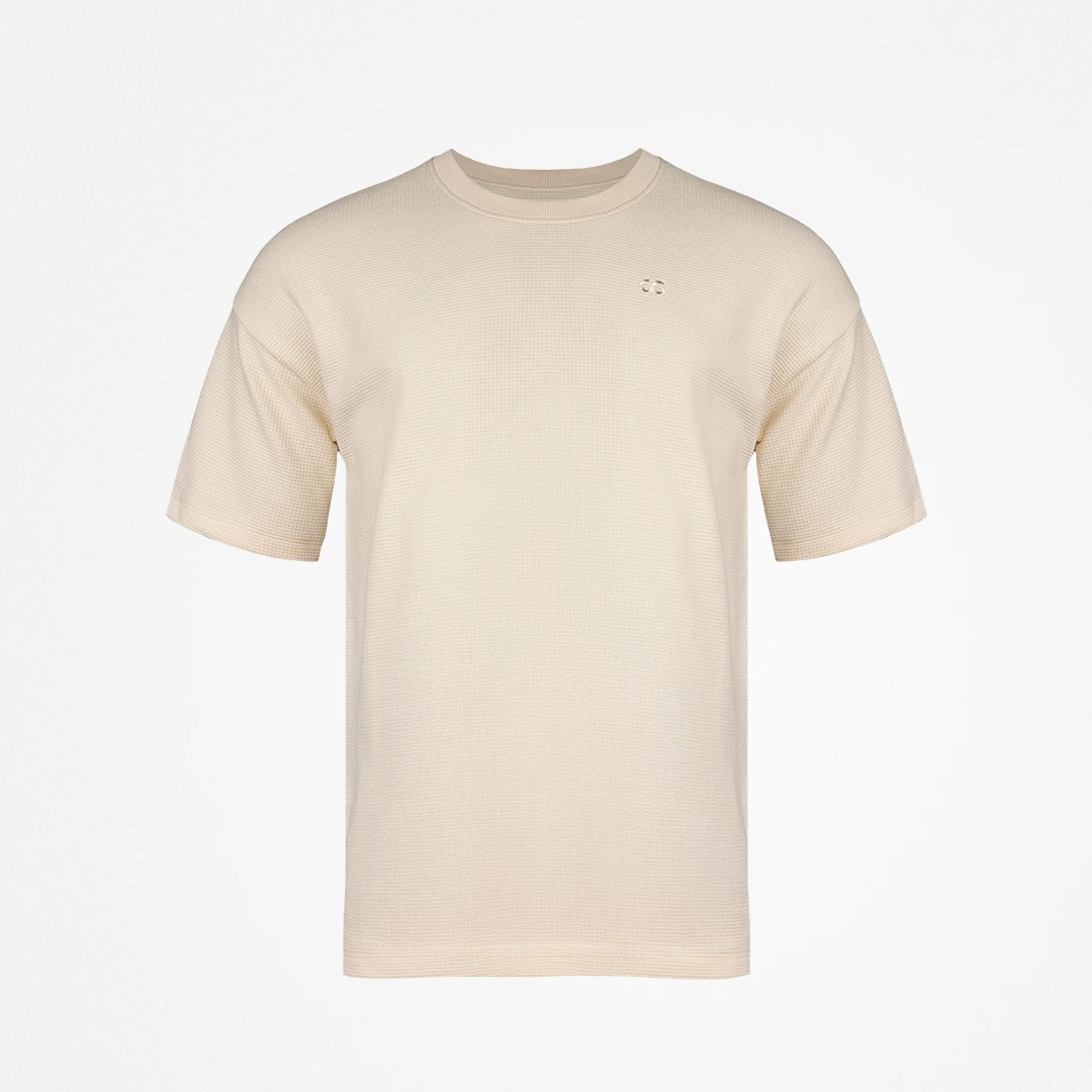 Schlafanzug Oberteil Waffle Herren kurzarm - Oberteile - Beige