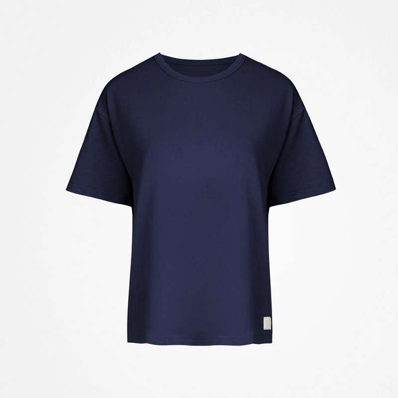 Schlafanzug Oberteil Damen kurzarm - Oberteile - Dunkelblau