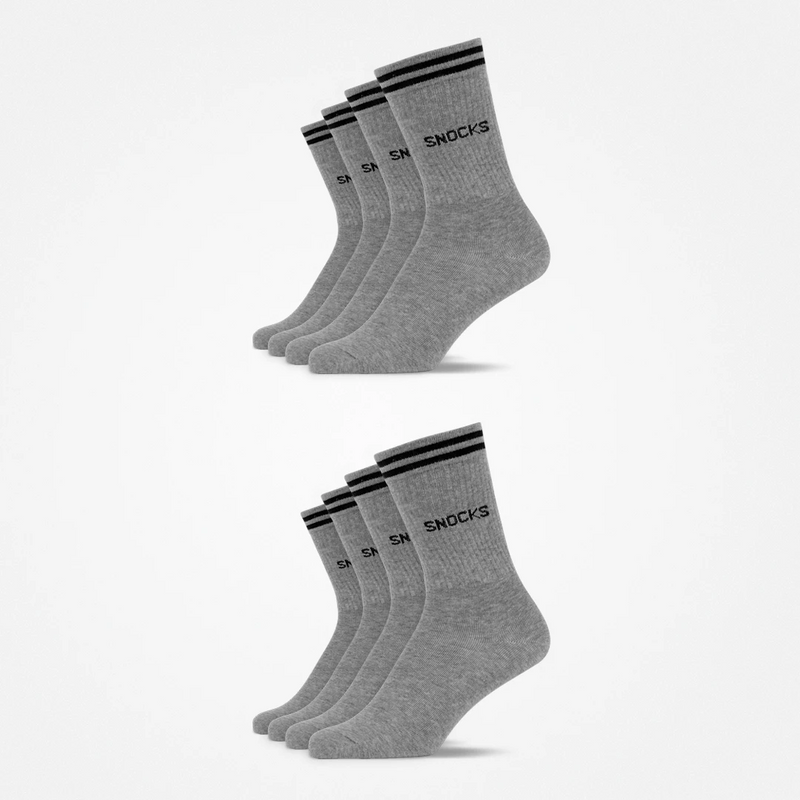 {"alt": "Hohe Sportsocken mit Streifen - Socken - Grau", "quantity":"2"}