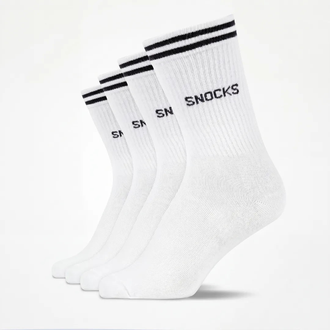 {"alt": "Hohe Sportsocken mit Streifen Kinder - Socken - Weiß", "quantity":"1"}