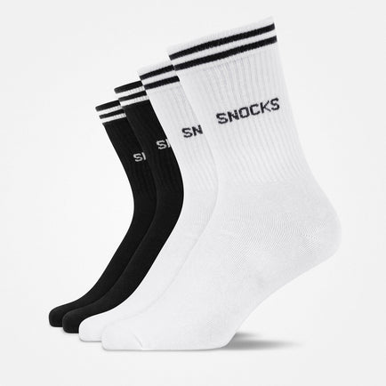 Chaussettes de sport hautes à rayures - Chaussettes - Noir et blanc