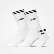 Familiensocken „Mommy, Daddy, Mini“ | Weiß