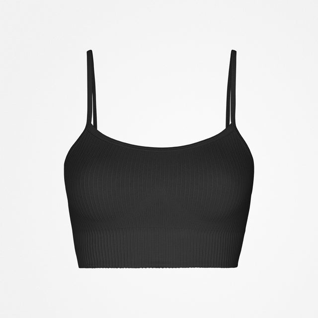 Reggiseno sportivo a coste - Top - Nero