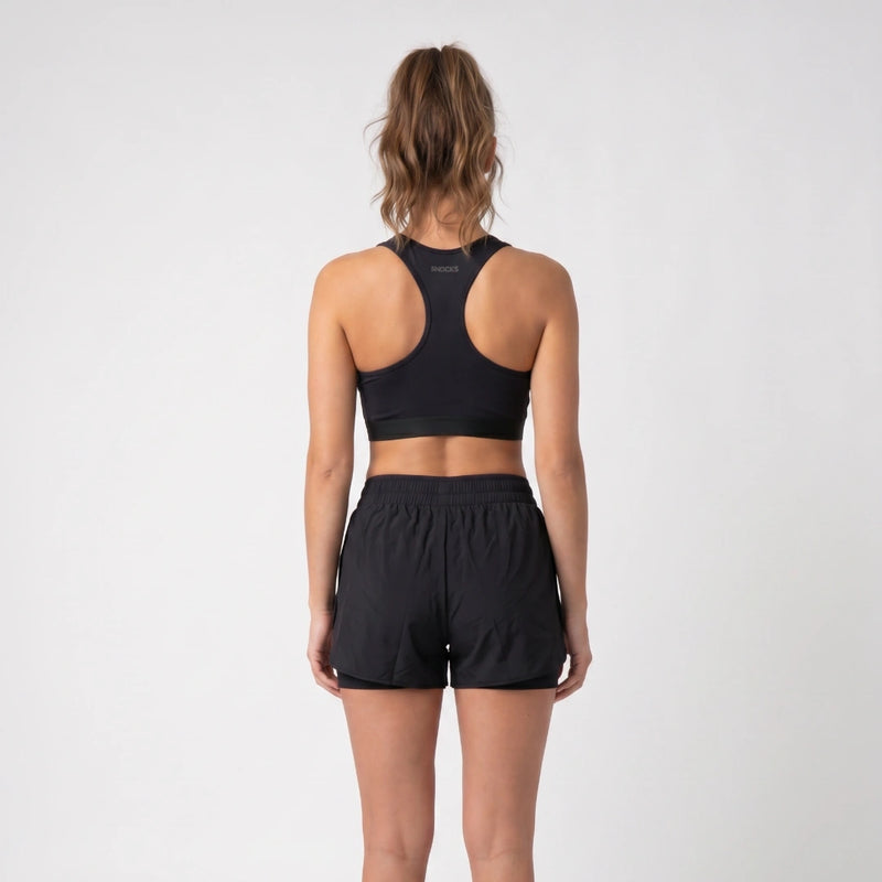 2 in 1 Sport Shorts Damen | Schwarz