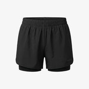 2 in 1 Sport Shorts Damen - Hosen -Schwarz