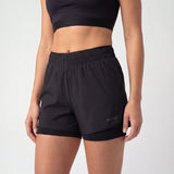 Pantaloncini sportivi 2 in 1 da donna | Nero