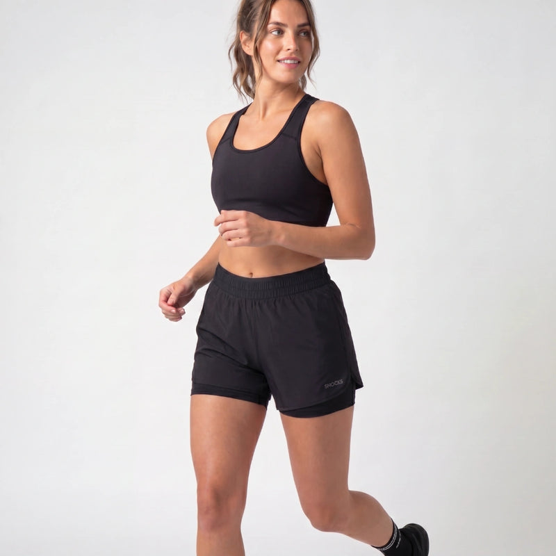 Pantaloncini sportivi 2 in 1 da donna | Nero
