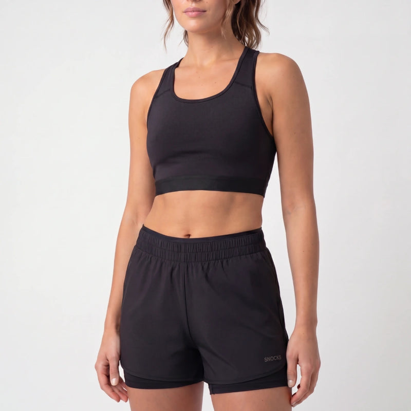 Pantaloncini sportivi 2 in 1 da donna | Nero