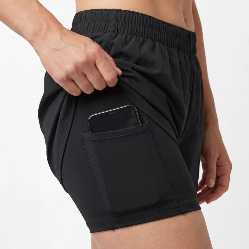 Pantaloncini sportivi 2 in 1 da donna | Nero