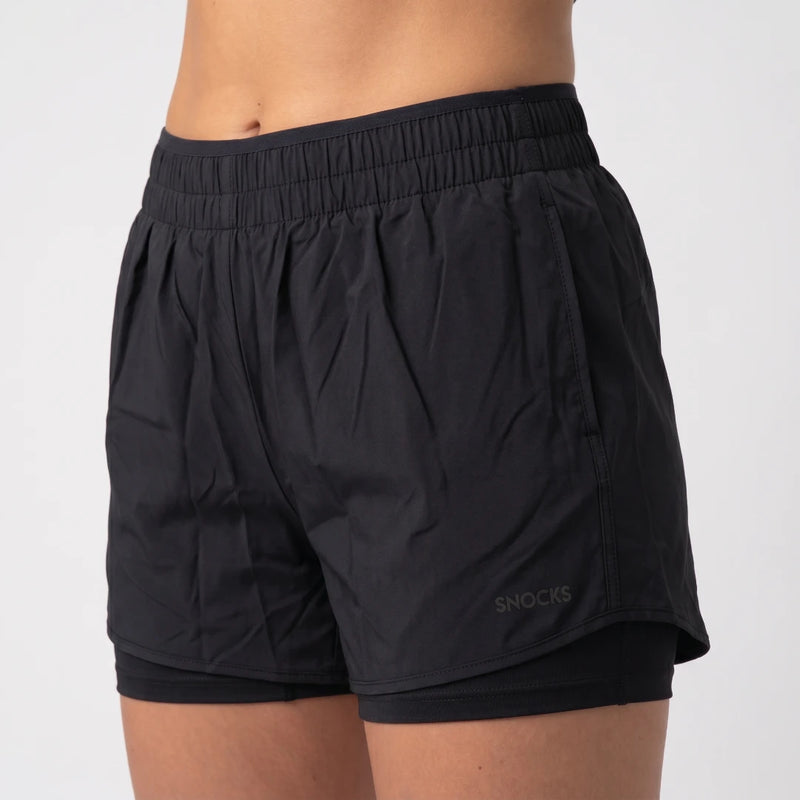 2 in 1 Sport Shorts Damen | Schwarz