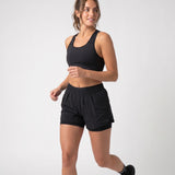 2 in 1 Sport Shorts Damen | Schwarz