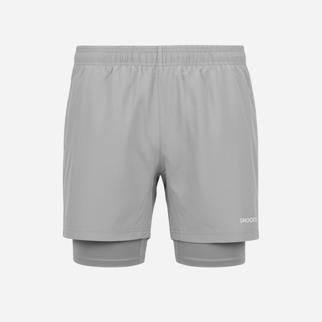 2 in 1 Shorts Herren - Hosen - Silber Grau
