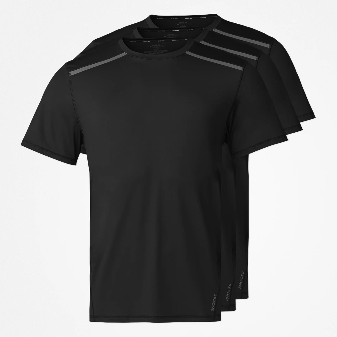 {"alt": "Trainingsshirt mit Reflexstreifen - Oberteile - Schwarz", "quantity":"3"}